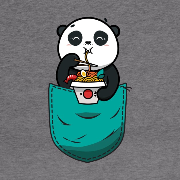 Panda in pocket,Panda eating ramen by Sabahmd